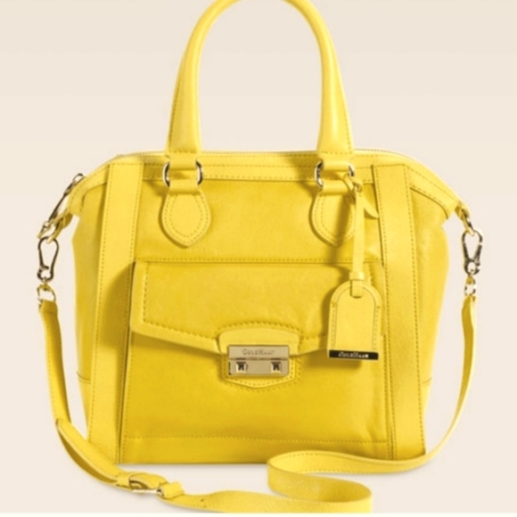 Cole Haan Handbags - Cole Hann Zoe Structured Yellow Leather  Satchel Handbag